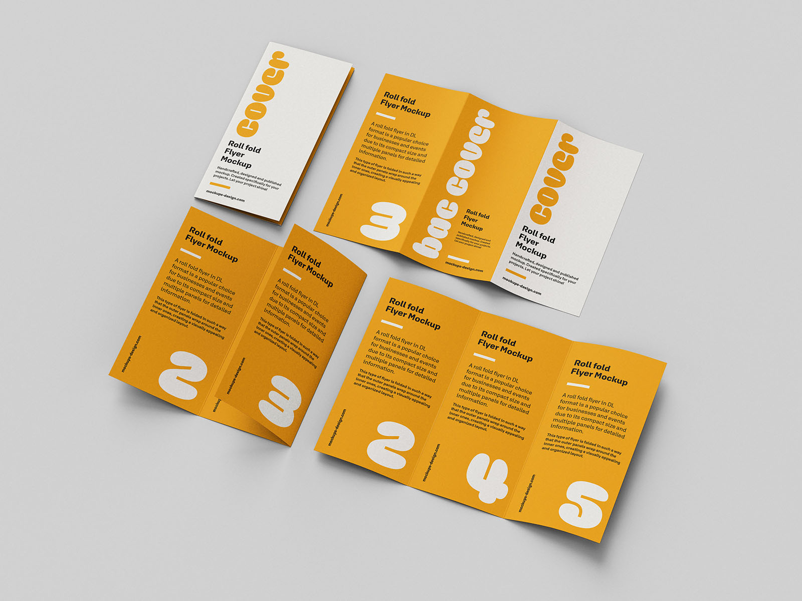 Roll fold brochure printing opened to multiple panels